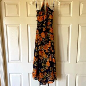 Hello Molly black floral strappy back dresss size Medium